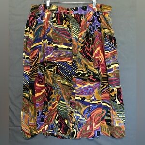 Vintage- Womens Multicolor Abstract Skirt with Pockets